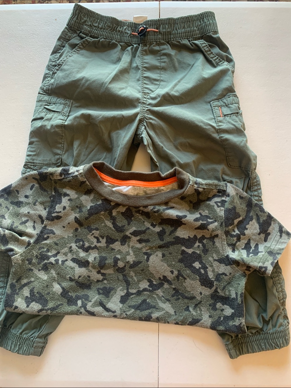 H&M Olive Green Cargo Pants & Camo Top Set